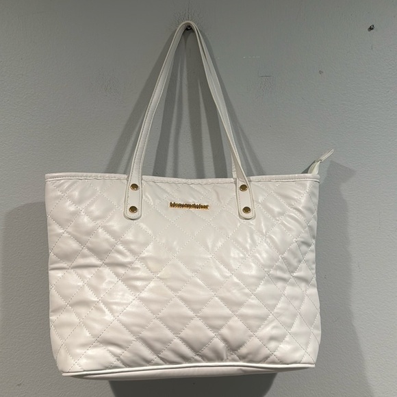 Montana West Handbags - Montana West White Criss Cross Shoulder Bag with Gold Accents